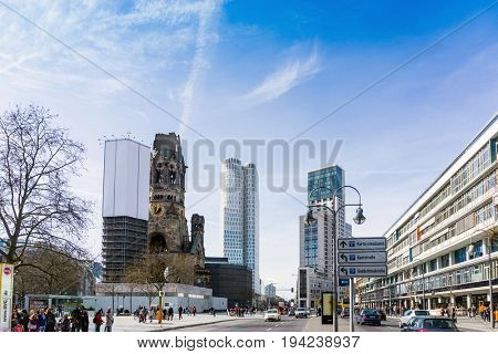 BERLIN, GERMANY- March 4,2017 : Typical Street view March 4,2017 in Berlin, Germany. Berlin is the capital of Germany. With a population of approximately 3.5 million people.BERLIN, GERMANY