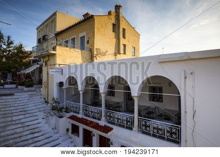 ANDROS, GREECE - MAY 25, 2017: Chora of Andros island early in the morning on May 25, 2017.