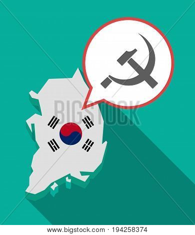 Long Shadow South Korea Map With  The Communist Symbol