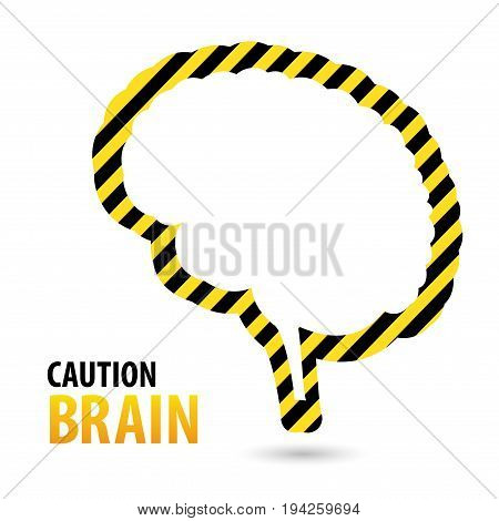 Brain Warning tape, danger tape. Sign caution brain