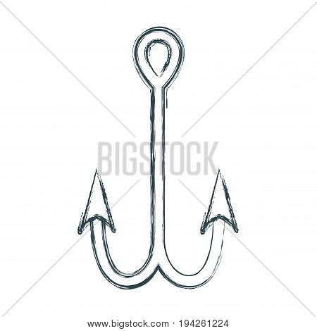 blurred sketch silhouette of double fish hook vector illustration