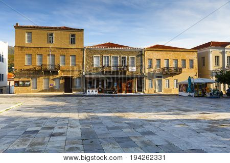 ANDROS, GREECE - MAY 25, 2017: Chora of Andros island early in the morning on May 25, 2017.