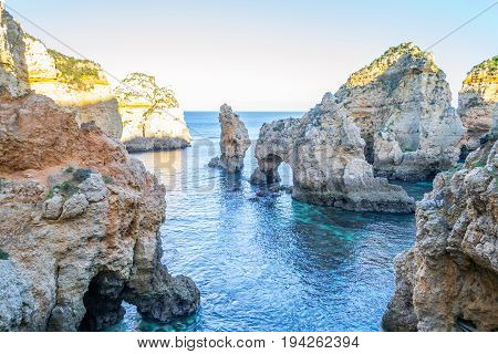Cliffs And Rock Formations At Ponta Da Piedade (lagos, Portugal)