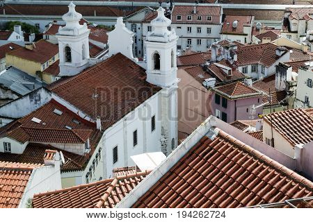 Church Of Sao Miguel From The Miradouro De Santa Luzia (lisbon, Portugal)