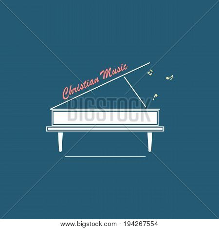 Christian logo with a picture of a white grand piano and an inscription symbolizing Christian music.