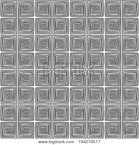 Seamless monochrome hand drawn meander pattern on white background. Design for background, paper packaging, wrapping paper. Vector illustration.