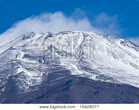 Szczyt Mt. Fuji w wczesnej zimy