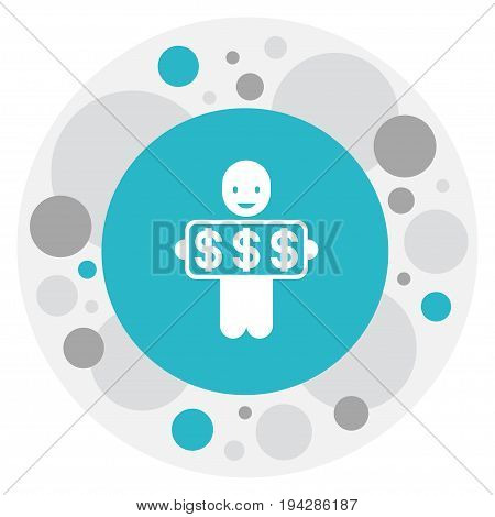 Vector Illustration Of Casino Symbol On Rich Man Icon. Premium Quality Isolated Wealthy Male Element In Trendy Flat Style.