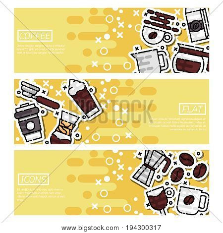 Set of Horizontal Banners about coffee. Vector illustration, EPS 10