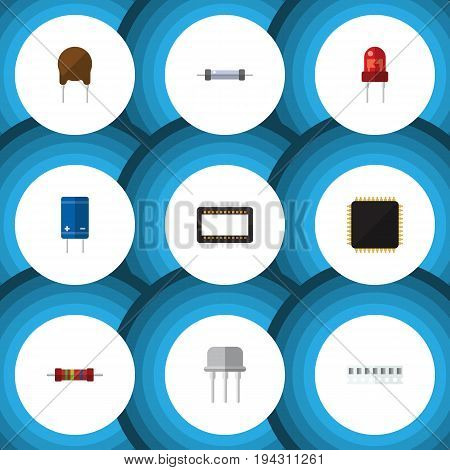 Flat Icon Technology Set Of Triode, Memory, Mainframe And Other Vector Objects. Also Includes Recipient, Motherboard, Processor Elements.