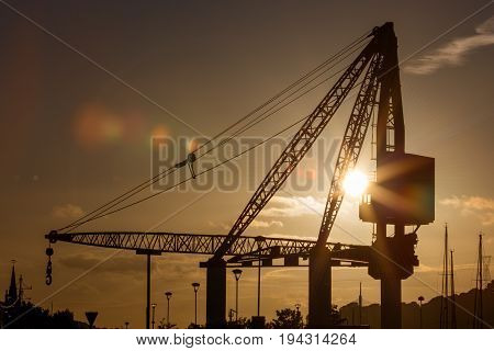 Scotch Derrick crane in Waterford. Evening shot 2017