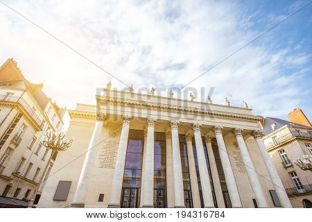 Sunset view on the theatre building in Nantes city, France