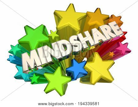 Mindshare Awareness Attention Top Popularity Stars 3d Illustration