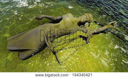 Broken lady of justice 3d rendering