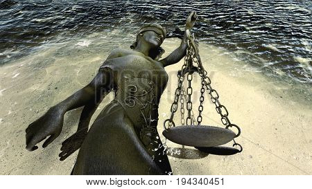 Broken lady of justice 3d rendering