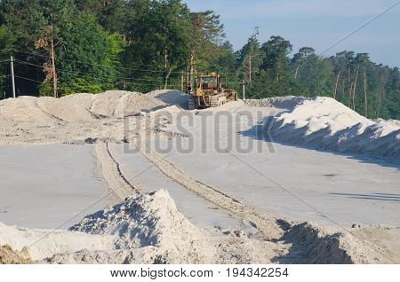 Extraction Of Sand From A Sand Pit. Iron Technological Constructions. Exavation Machine Excavator At