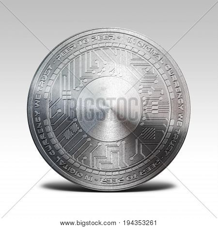 silver byteball coin isolated on white background 3d rendering illustration