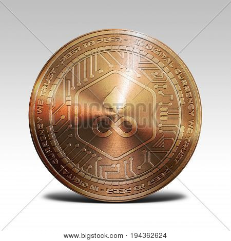copper edgeless coin isolated on white background 3d rendering illustration