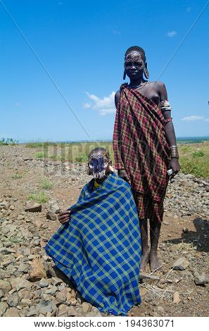 Mursi tribe woman - 05 october 2012 Omo valley Ethiopia