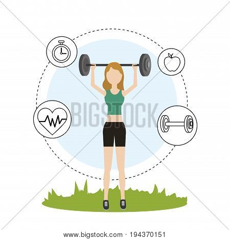 woman healthy lifestyle to do exercise vector illustration