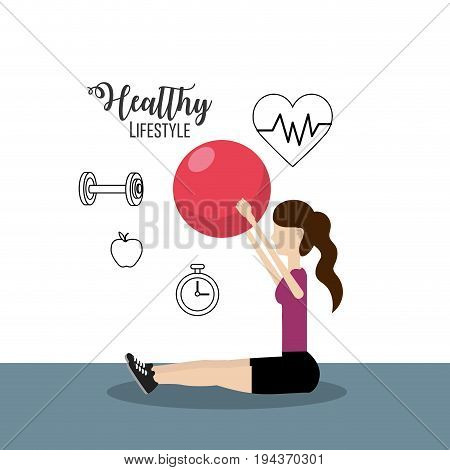 woman healthy lifestyle to do exercise vector illustration