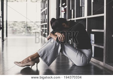 Asian Women Working With Stressful Alone At Office Women Working Concept Vintage Tone.