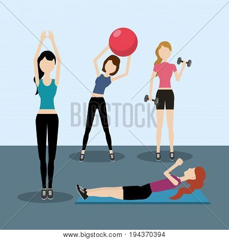 women healthy lifestyle to do exercise vector illustration