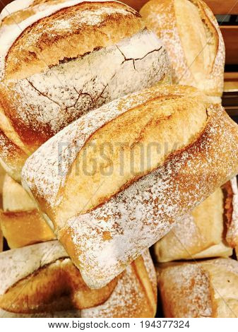 Fresh organic baked tin loaf white bread