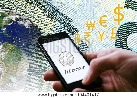 Concept of Litecoin. a cryptographically secured chain . Digital money