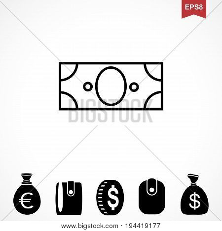 Money Dollar Icon or Flat Sign. National USA CurrencySymbol Isolated