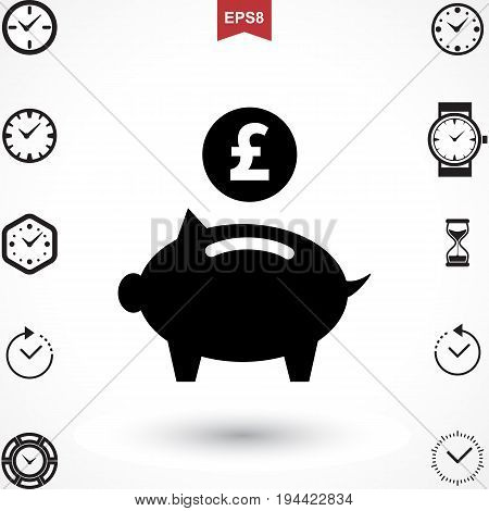 Money Pound Icon or Flat Sign. National UK CurrencySymbol Isolated