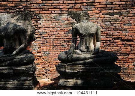 Ancient Buddha image at Wat Chaimongkol Temple, Ruins in Ayutthaya, Thailand Buddha image of Wat Chaimongkol Temple Ayutthaya, Thailand.