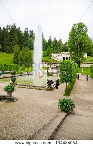 Fountain Group Flora And Puttos In Linderhof Palace. Bavaria, Germany