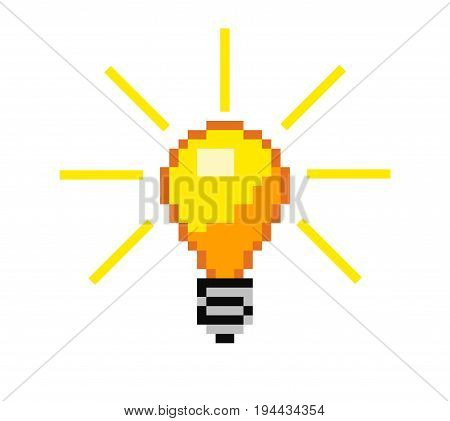 Vector pixel light bulb  8 bit idea lightbulb symbol