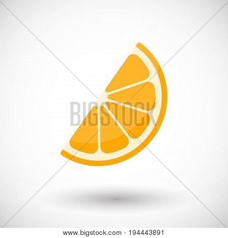 Orange segment vector flat icon Flat design of food drink citrus and nature object with round shadow isolated on the white background cute vector illustration with reflections