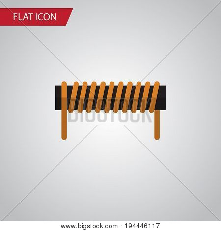 Isolated Coil Copper Flat Icon. Bobbin Vector Element Can Be Used For Bobbin, Coil, Copper Design Concept.
