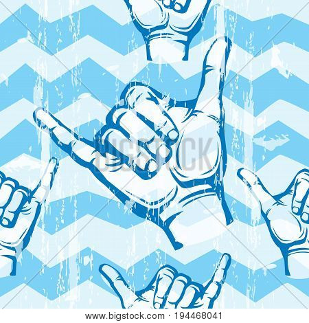 Sampless pattern with Hang Loose Hand Signal