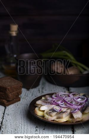 Salted Herring With Potatoes And Onions