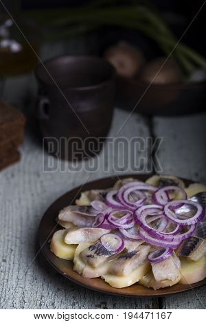 Salted Herring With Potatoes And Onions