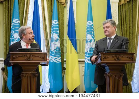 Petro Poroshenko And Un Secretary General Antonio Guterres