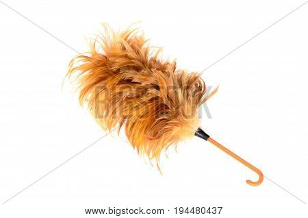 Tools And Equipment - Wood Feather Duster Cleaner Brush With White Background