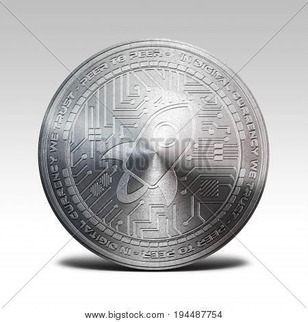 silver stellar lumens coin isolated on white background 3d rendering illustration