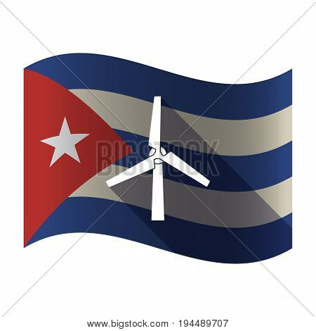 Isolated Cuba Flag With A Wind Turbine