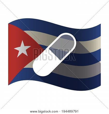 Isolated Cuba Flag With A Pill