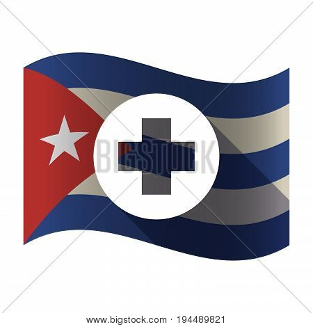 Isolated Cuba Flag With A Round Pharmacy Sign