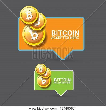 vector Bitcoin symbol. bitcoin accepted here icon or banner