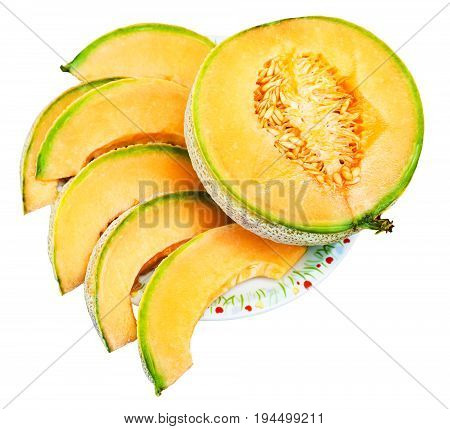 Slices Of Ripe Sicilian Cantaloupe Melon On Plate