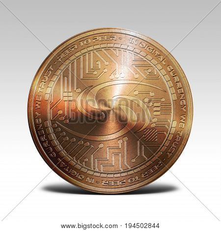 copper syscoin coin isolated on white background 3d rendering illustration