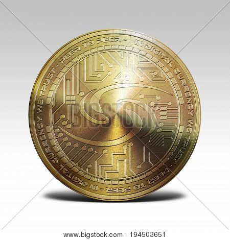 golden syscoin coin isolated on white background 3d rendering illustration