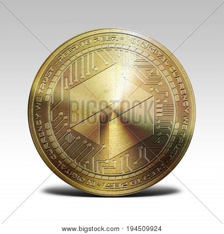golden ubiq coin isolated on white background 3d rendering illustration